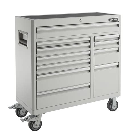 white tool cabinet on wheels